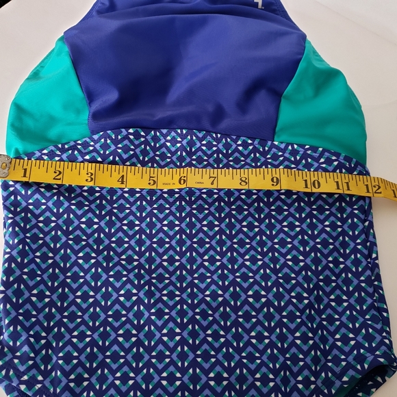 JoyLab Swimsuit Women’s One Piece Diamond Pattern Blue Green Size Small NWT - Picture 6 of 10